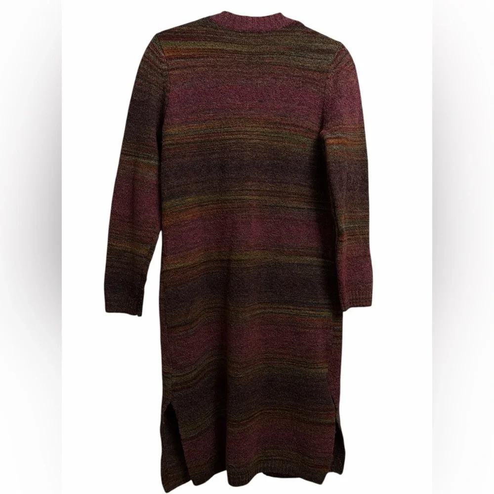 Elegant Burgundy Striped Duster